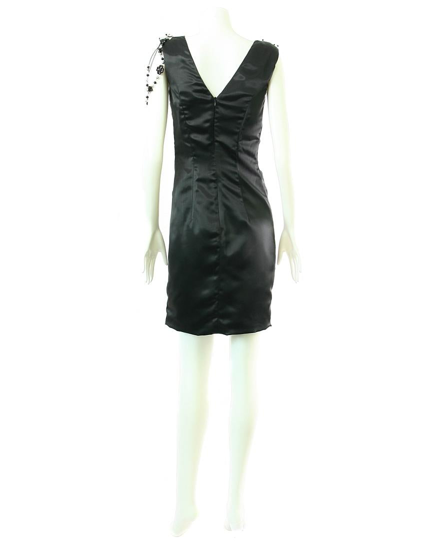Drape embellished bodice side jewelled dress in Black
