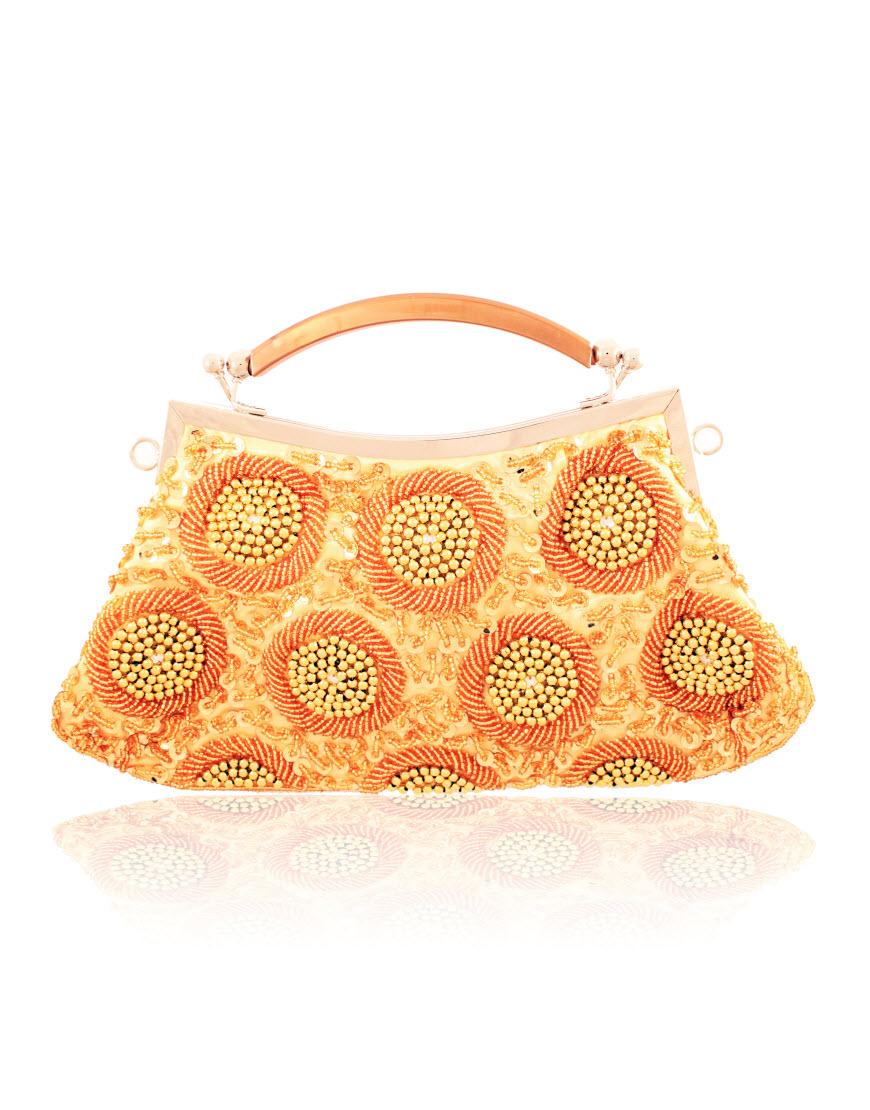 Gold beads and embellishment clutch