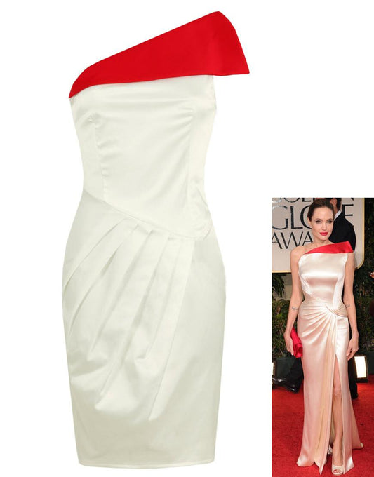 Pleat contrast dress style Angelina Jolie