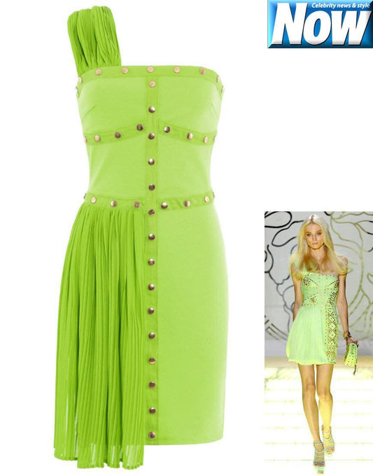 Studded pleat detailed dress style Tulisa in Versace