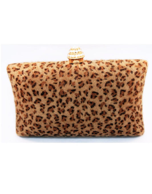 Leopard Jewelled Knot box clutch